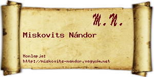 Miskovits Nándor névjegykártya