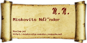 Miskovits Nándor névjegykártya